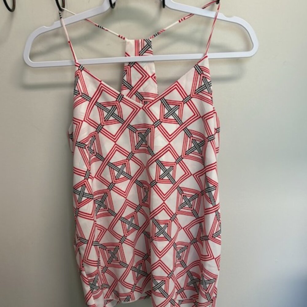Tinley Geometric black and red UGA print racerback tank top size Small